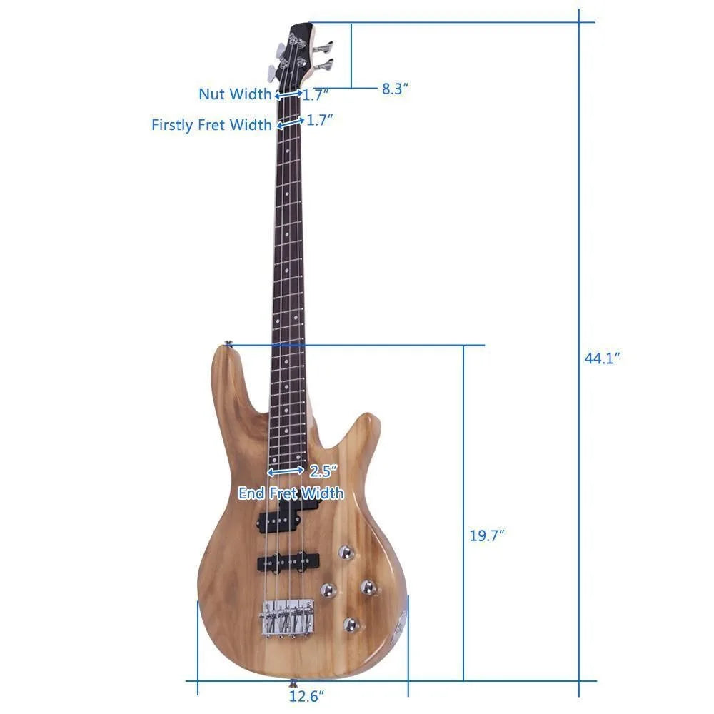 4 Strings Electric GIB Bass Guitar Basswood Guitars Burlywood for Beginner