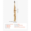 SucceBuy Straight Soprano Brass Saxophone B Flat 23 Keys, Mouthpiece, Cleaning Cloth Rod, Gloves, Neck Strap, kit for Beginners