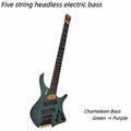 Chameleon Five String Bass Green Purple Transformation Professional Performance Headless Electric Bass