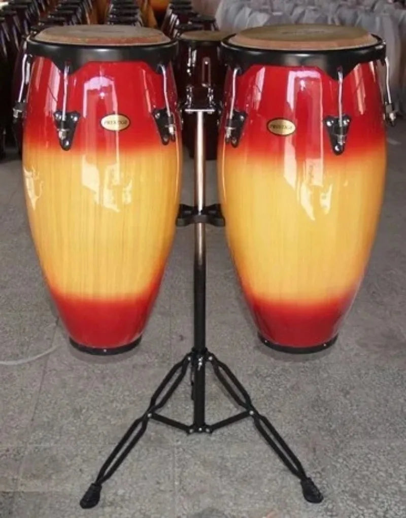 10 Inch and 11 Inch Fiber Glass Materinal Congas, One Set Two Pcs with Stands