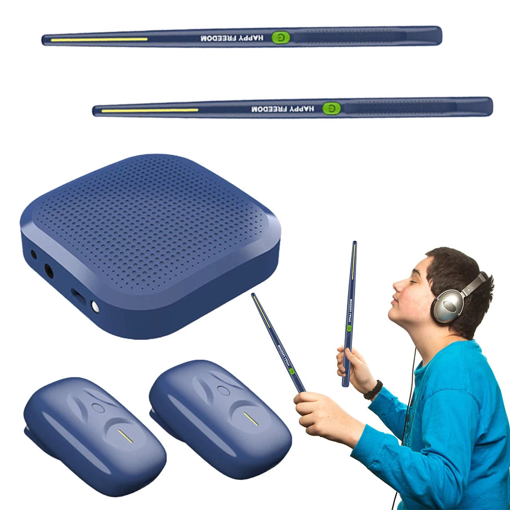 Virtual Air Drum Set Portable Electronic Virtual Air Drum Drumsticks Pedals Professional for Beginners Children Adults