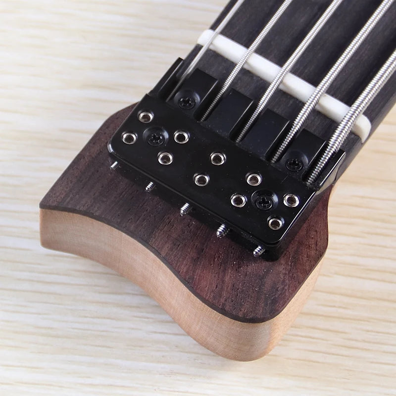 Headless Electric Bass Guitar 5String 43Inch Solid Ashwood Body 864mm Scale Length Black Natural Color Matte Finish High Quality