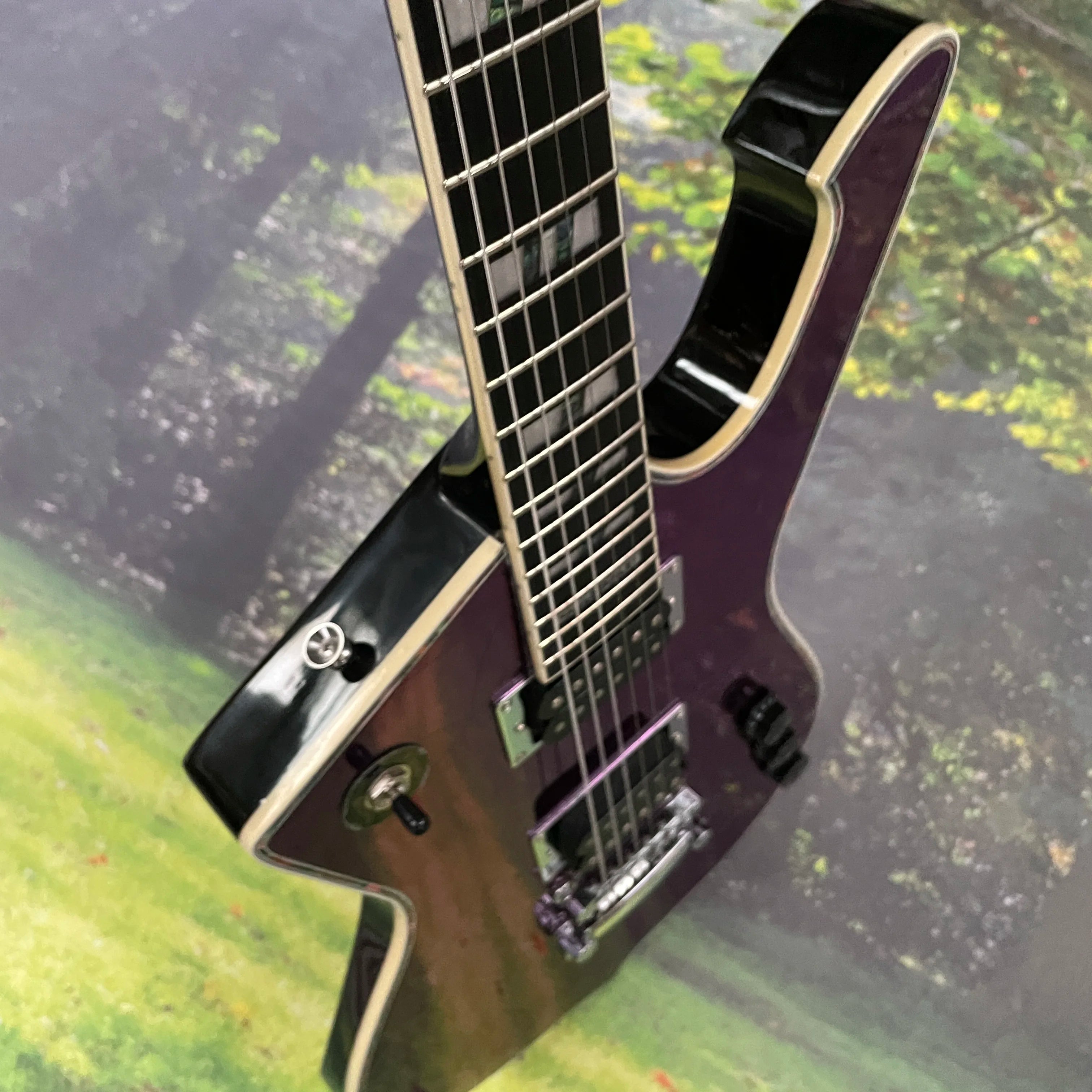PURPLE Ibn Iceman Electric Guitar with Maple Back/Sides Crack Mirror Body & HH Chrome Bridge Hardware guitars