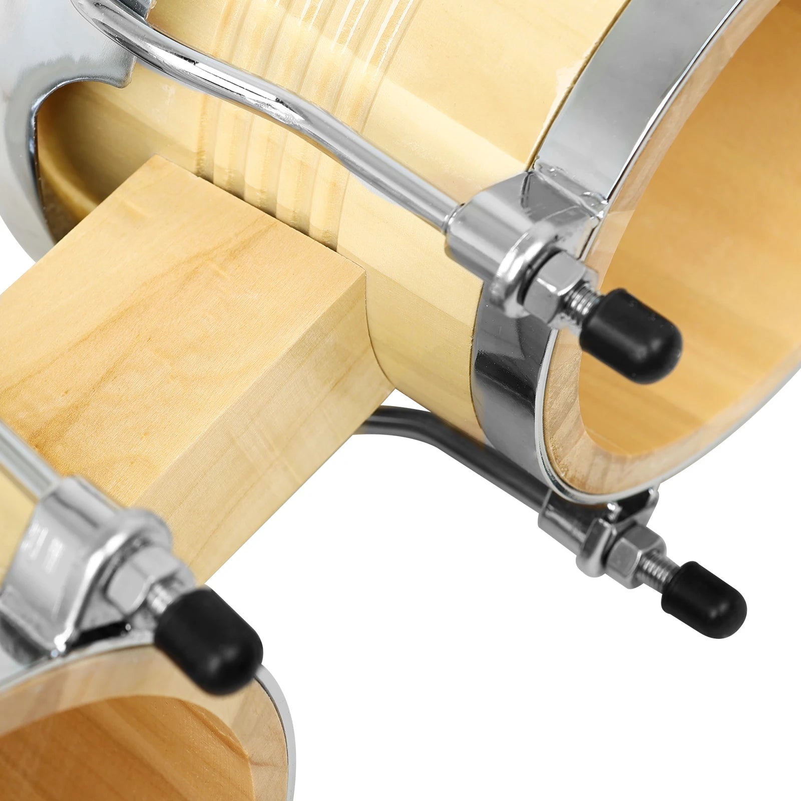 M MBAT Bongo Drum Oak+Buffalo Leather Double Drum African Jazz Style Tambourine Cuban Drum Portable Percussion Instrument