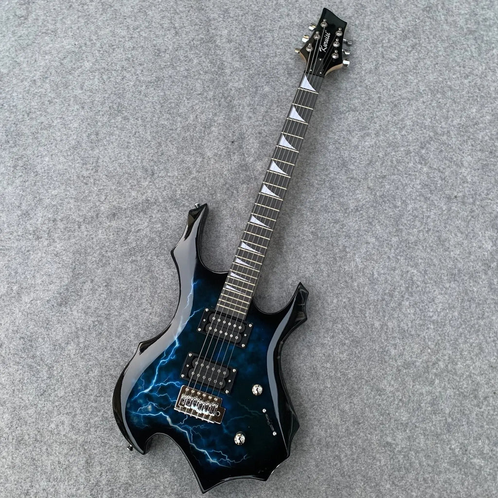 Striking Lightning Bolt Graphic Electric Guitar - Eye-Candy Rock Machine, Pro Setup Included