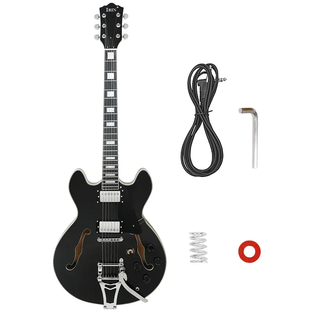 IRIN 22 Frets Jazz Electric Guitar 6 String Color Shell Fingerboard Maple F Hole Semi-hollow Guitarra With Cable Guitar Parts