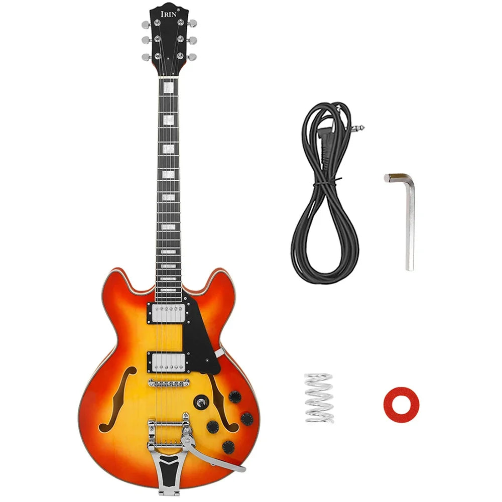 IRIN 22 Frets Jazz Electric Guitar 6 String Color Shell Fingerboard Maple F Hole Semi-hollow Guitarra With Cable Guitar Parts