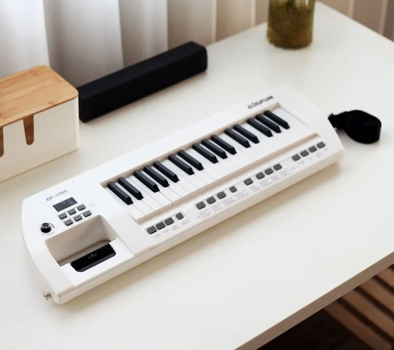 Guitar Electronic Piano Mini Keyboard 37-Key Rechargeable Children Electronic Keyboard Instruments Piano Back Shoulder Carrying