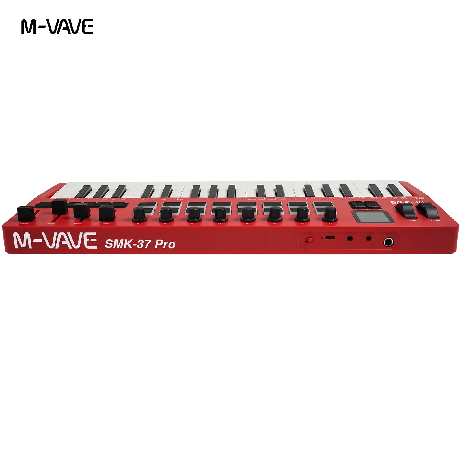 M-VAVE SMK-37 Pro 37-Key MIDI Controller Red With 16 RGB Pads 8 Knobs Built-in Synthesizer Portable Keyboard Instruments Parts
