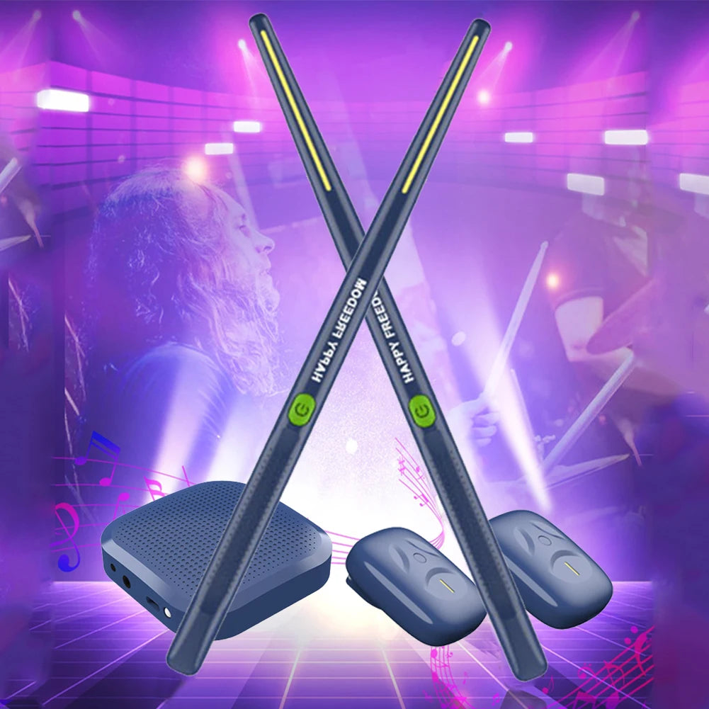 Virtual Air Drum Set Portable Electronic Virtual Air Drum Drumsticks Pedals Professional for Beginners Children Adults