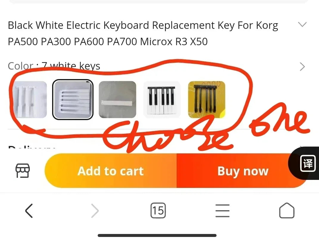 Black White Electric Keyboard Replacement Key For Korg PA500 PA300 PA600 PA700  Microx R3 X50