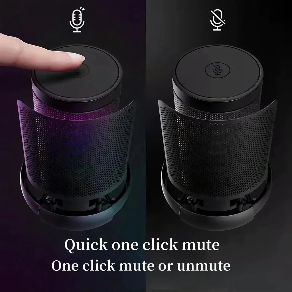 Professional USB microphone, computer condenser microphone, RGB microphone, suitable for game live video recording and recording