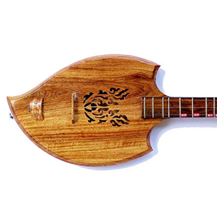 Isarn Acoustic Phin 3 Strings Thai Lao Guitar Musical Instrument for Traditional Thai Music Performance Handcrafted Melodic Des