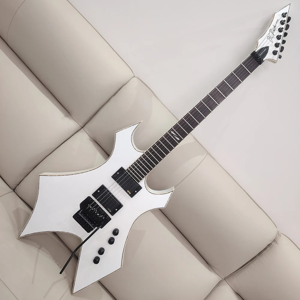 High quality white BC electric guitar in stock, Floyd vibrato system, active pickup, fast shipping