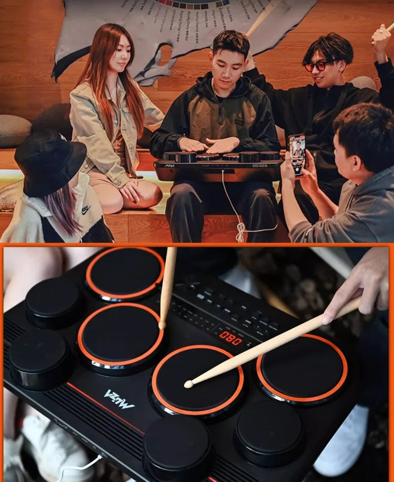 Adult Electronic Drums Portable Drum Set Professional Electronic Drum Kit Beginner Practice Pad Percussion Musical Instrument