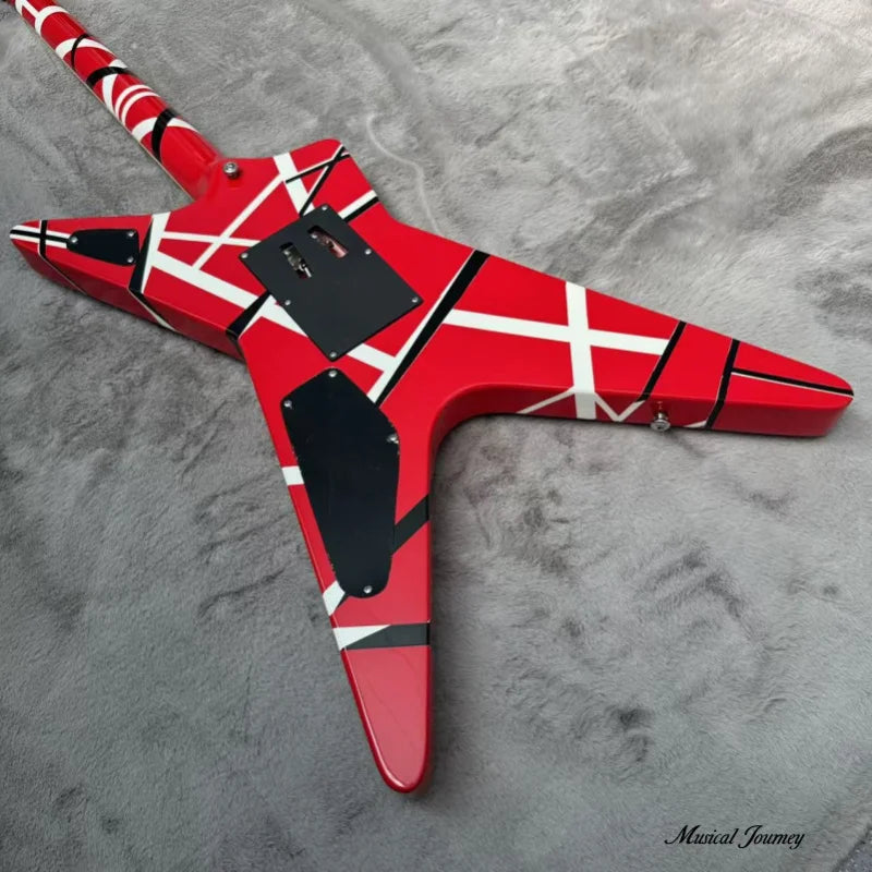 For Big Fork Electric Guitar with Striped Finish | Professional Heavy Metal Performance Guitar