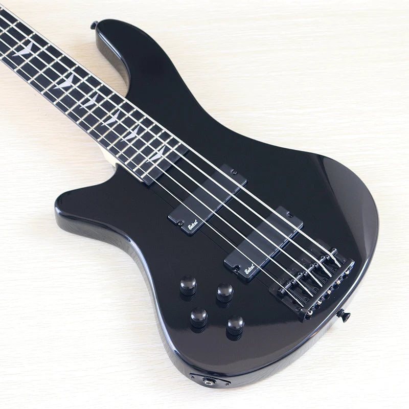 Left Hand 43Inch 5 String 6 Strings Electric Bass Guitar 24 Fret Solid Basswood Body Sunburst Black Color High Gloss Guitar