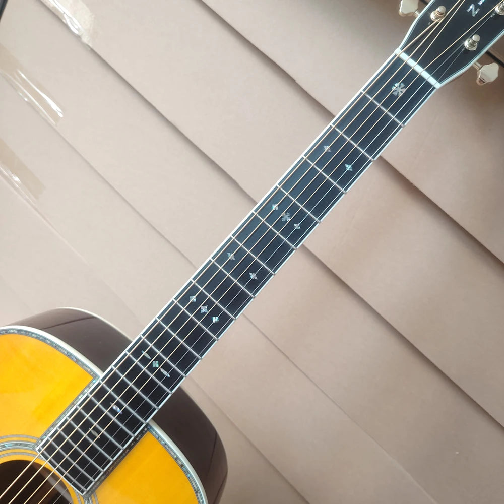 High quality OM42 acoustic guitar in stock, professional debugging, rosewood fingerboard, cow bone nut, fast delivery
