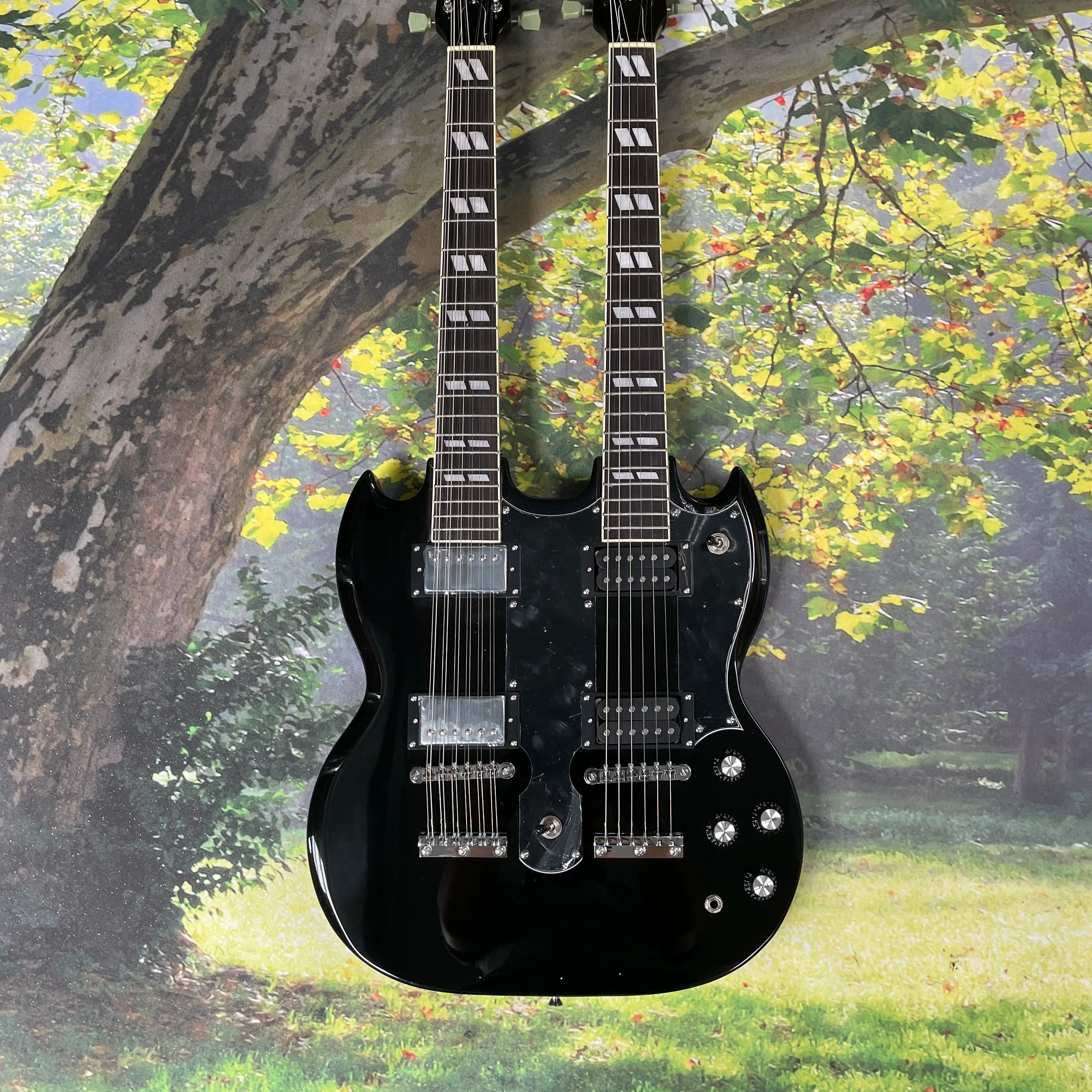 DOUBLE NECK 12+6 Guitar black electric guitar hardware guitars