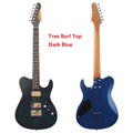 6String Electric Guitar Tree Burl Top Roasted Maple Neck 39 Inch Okoume Body Matte Performance Guitar Blue&Black Good Handicraft