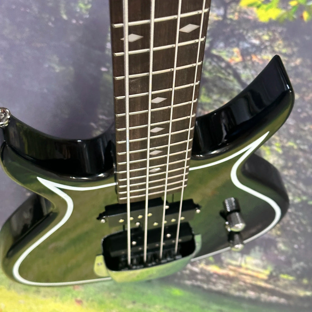 4-string bass guitar in the shape of a peach hardware electric bass guitars black guitarra