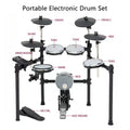 Electronic Drum Set 5 Drums 4 Cymbals Mesh Head Kit with Portable Stand 222 Sounds MIDI Out AUX-IN USB for Home Music Practice