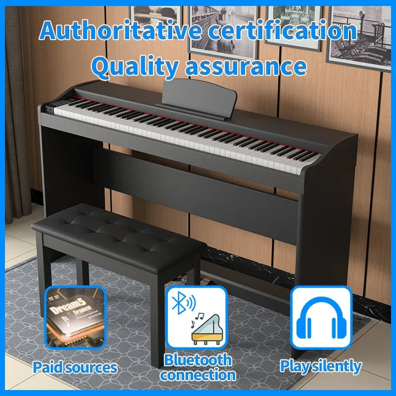 88-key Upright Hammer Piano PVCWood Grain Material Equipped with France DREAM Fifth-generation Audio Source 16Levels Sensitivity