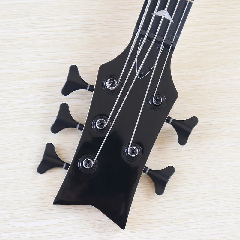Left Hand 43Inch 5 String 6 Strings Electric Bass Guitar 24 Fret Solid Basswood Body Sunburst Black Color High Gloss Guitar