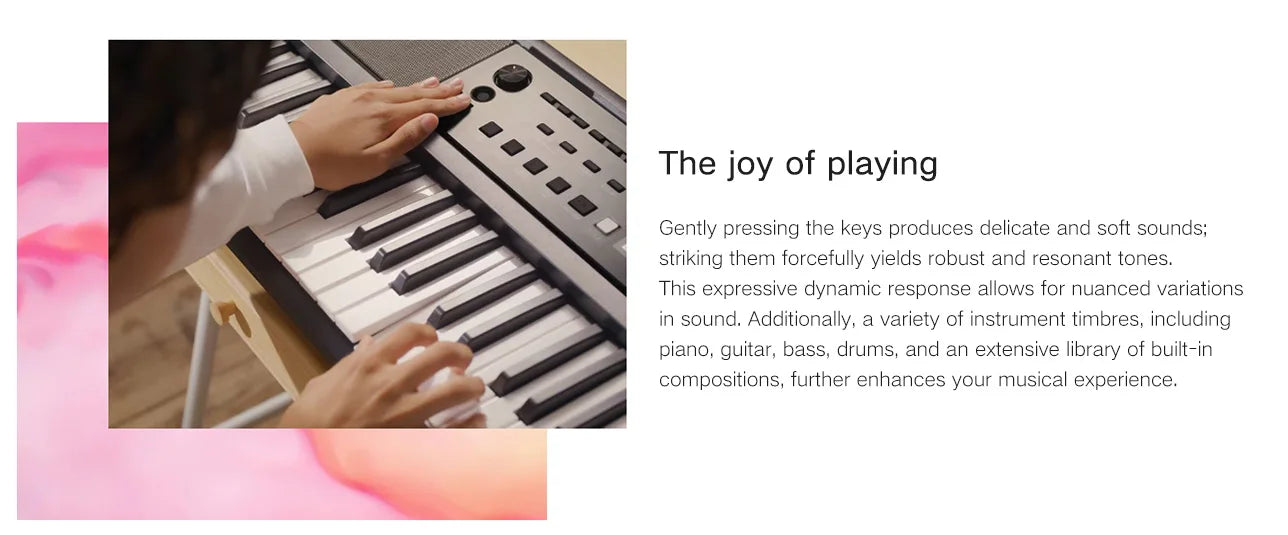 YAMAHA PSR-E383 61-Key Portable Keyboard for Beginners with Music Rest, Power Adapter, Touch Response, 650 Timbres, 125 Rhythms