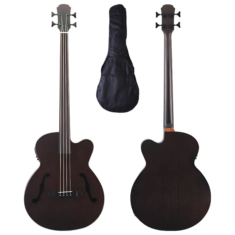 43 inch Fretless Electric Acoustic Bass Guitar Full Sapele Body 4 String Folk big jumbo Bass Guitar With Pick Up