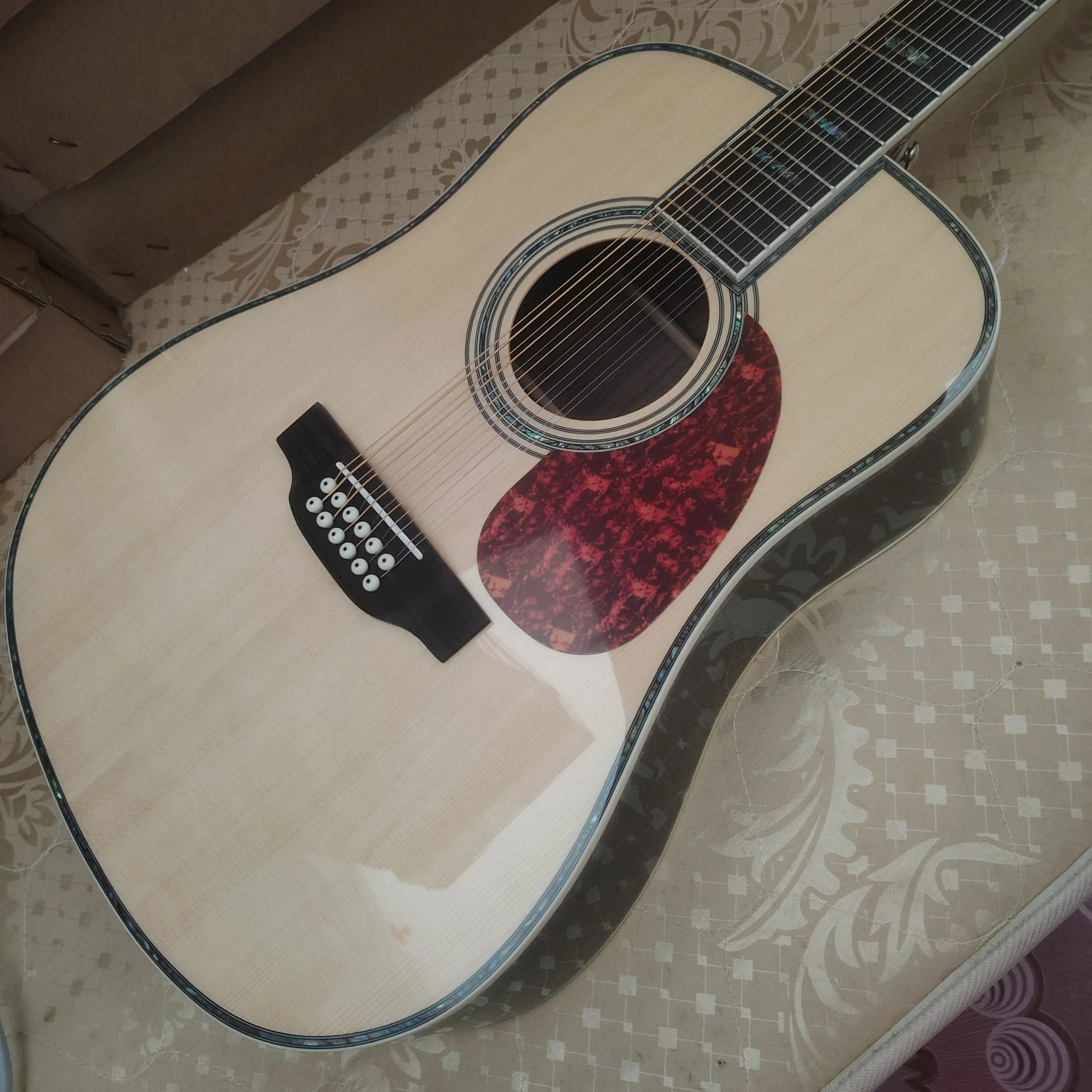 High quality 41 inch 12 string transparent color D45 guitar folk guitar/solid spruce top/301EQ/local warehouse fast shipping