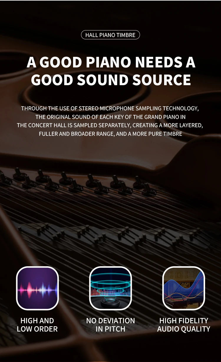 88-key Upright Hammer Piano PVCWood Grain Material Equipped with France DREAM Fifth-generation Audio Source 16Levels Sensitivity