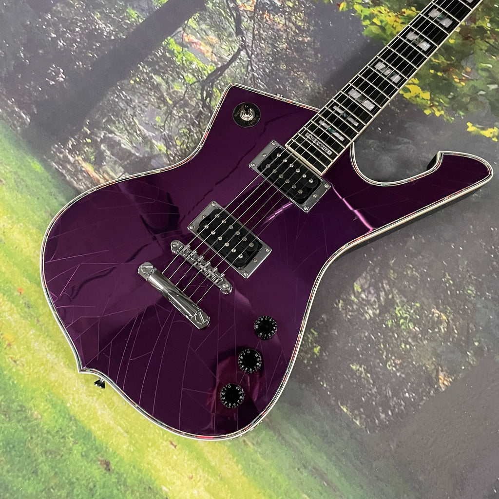 PURPLE Ibn Iceman Electric Guitar with Maple Back/Sides Crack Mirror Body & HH Chrome Bridge Hardware guitars