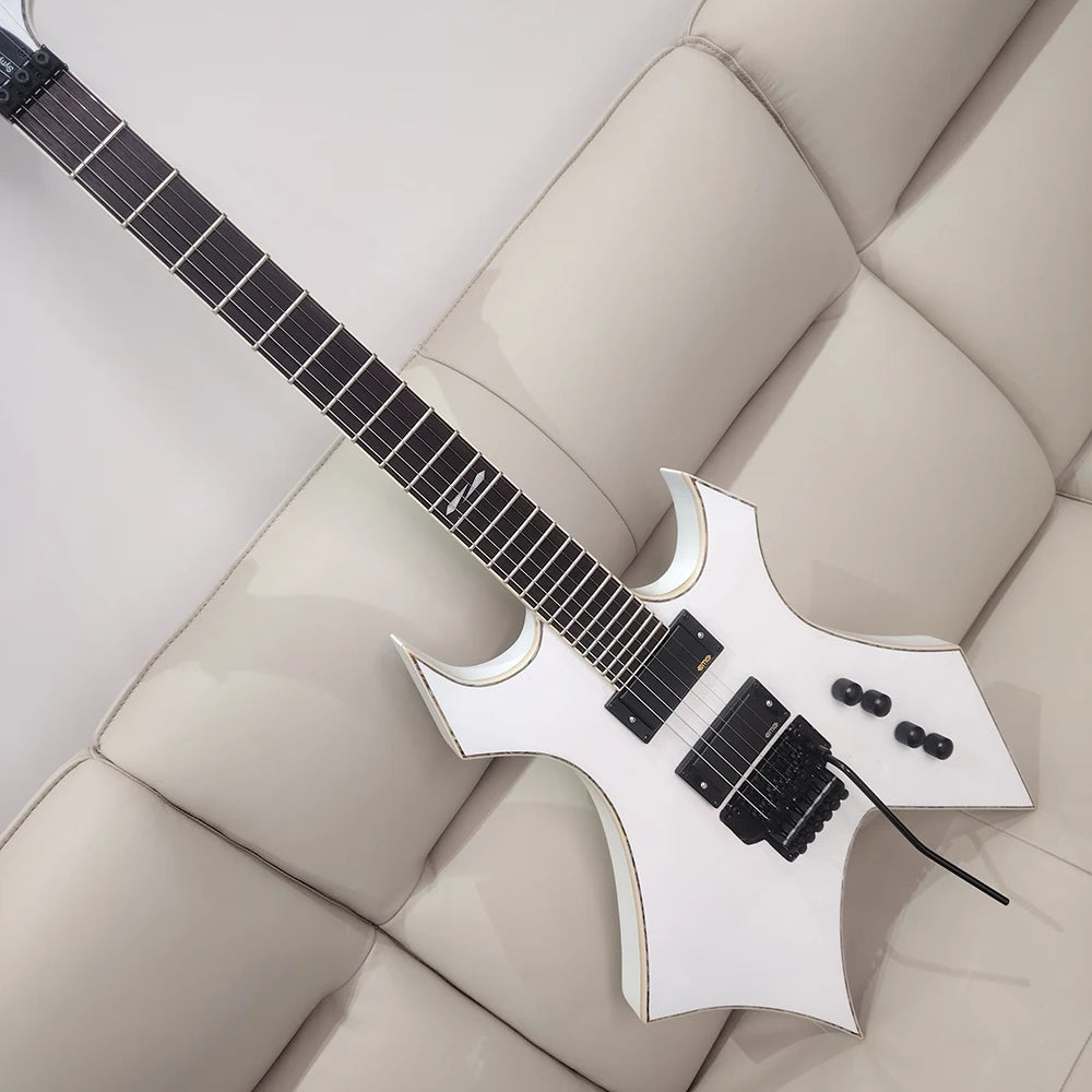 High quality white BC electric guitar in stock, Floyd vibrato system, active pickup, fast shipping