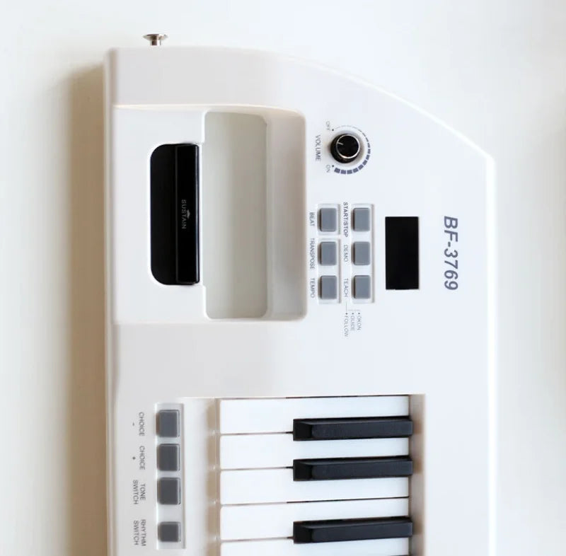 Guitar Electronic Piano Mini Keyboard 37-Key Rechargeable Children Electronic Keyboard Instruments Piano Back Shoulder Carrying