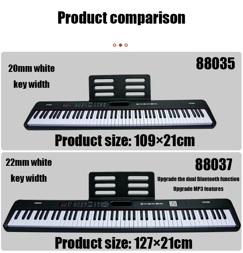 88 Keys Portable Digital Piano Multifunctional Electronic Keyboard Piano Student Gift 88035 Musical Instrument Beginner