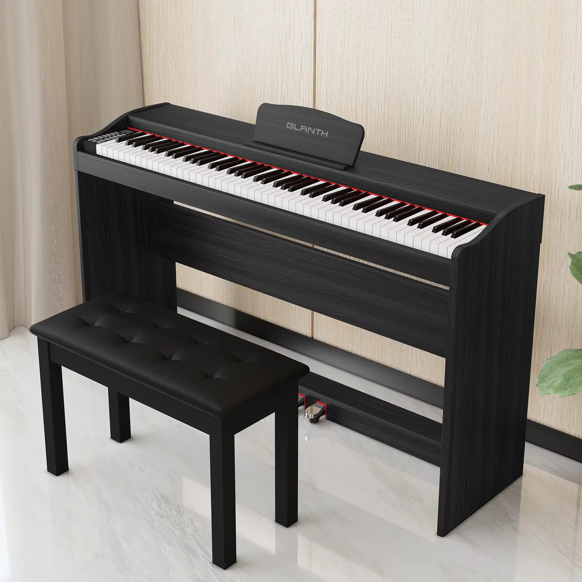88-key Upright Hammer Piano PVCWood Grain Material Equipped with France DREAM Fifth-generation Audio Source 16Levels Sensitivity