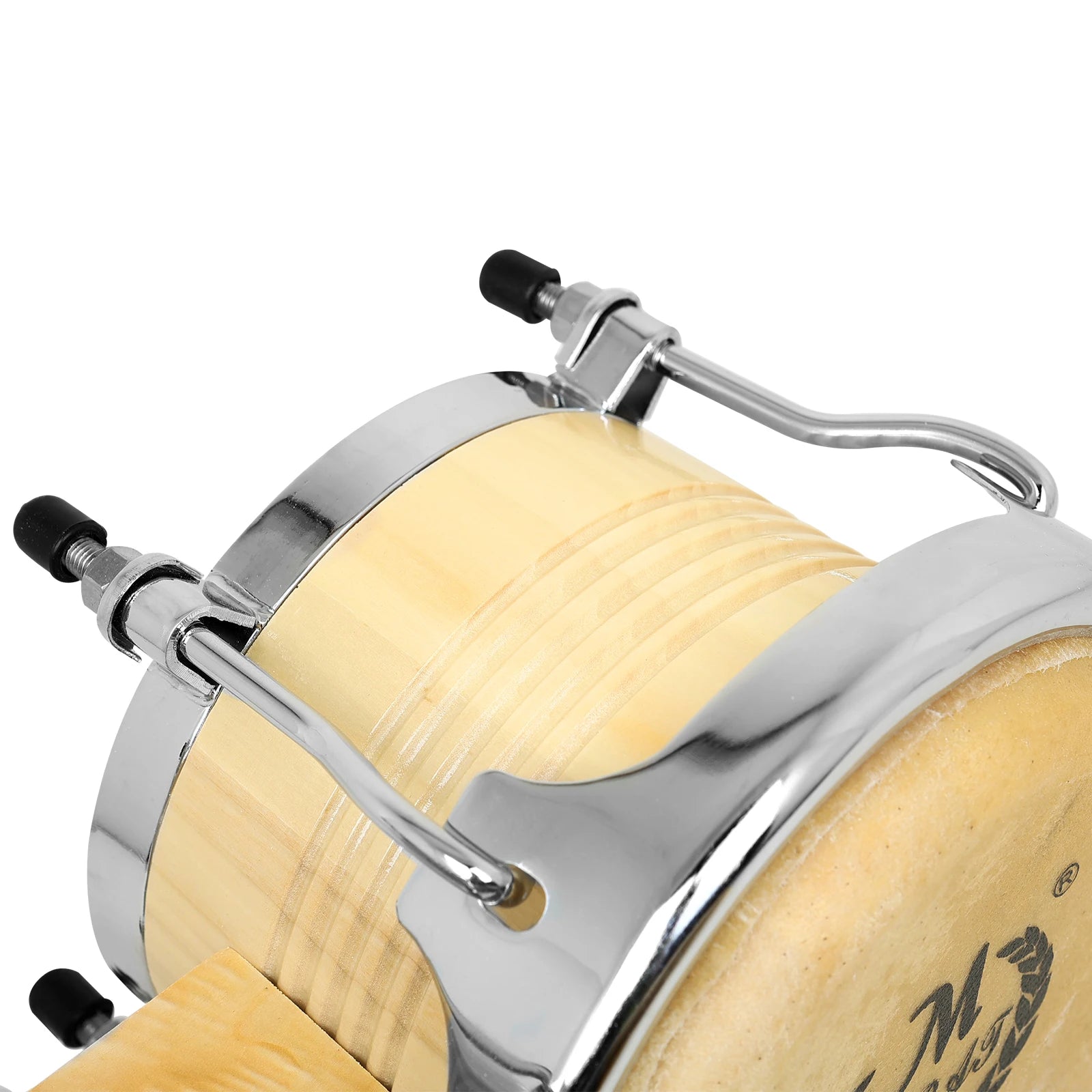 M MBAT Bongo Drum Oak+Buffalo Leather Double Drum African Jazz Style Tambourine Cuban Drum Portable Percussion Instrument