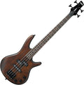 Compact Electric Bass Guitar, Walnut Finish, Ideal for Beginners and Travel