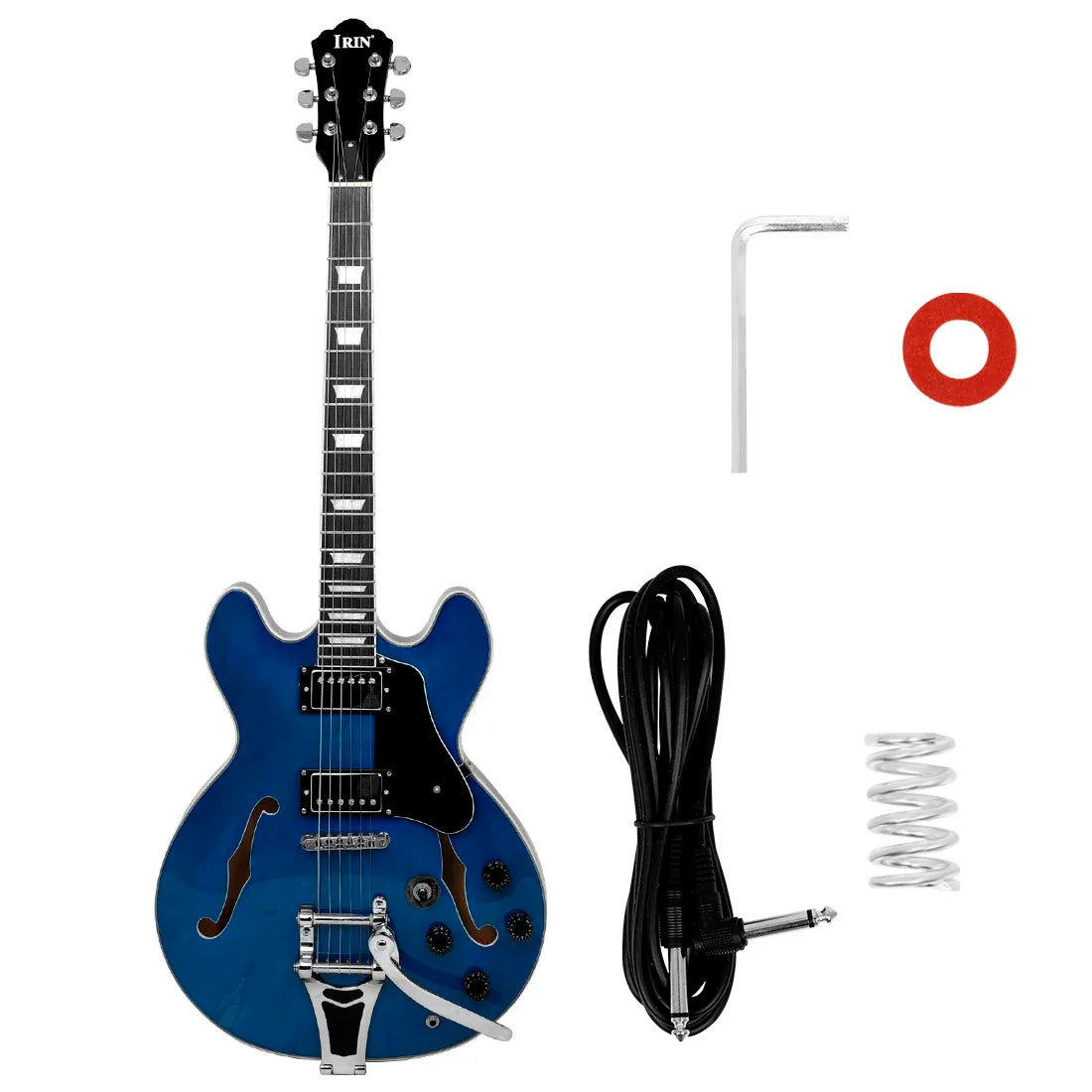 IRIN 22 Frets Jazz Electric Guitar 6 String Color Shell Fingerboard Maple F Hole Semi-hollow Guitarra With Cable Guitar Parts