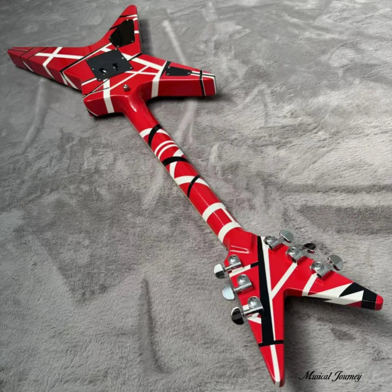 For Big Fork Electric Guitar with Striped Finish | Professional Heavy Metal Performance Guitar