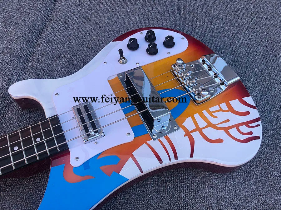 Electric Bass Guitar with Water Transfer Printing, 4 Strings, Rosewood Fingerboard,High Quality, Free Shipping, 4003