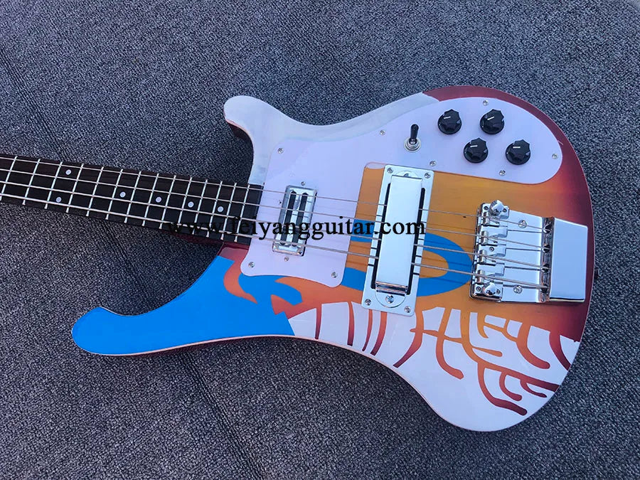 Electric Bass Guitar with Water Transfer Printing, 4 Strings, Rosewood Fingerboard,High Quality, Free Shipping, 4003