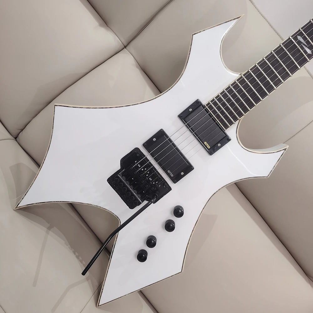 High quality white BC electric guitar in stock, Floyd vibrato system, active pickup, fast shipping