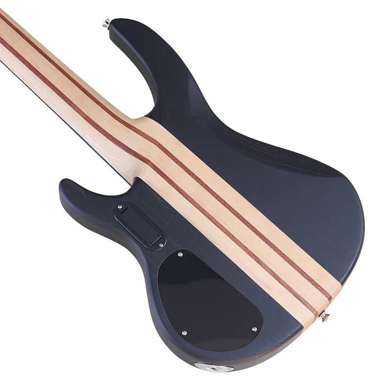 Fretless Electric Bass Guitar 5 String 43inch Solid Ashwood Body Bass Guitar Matte Finish Black Color