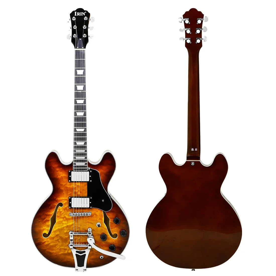 IRIN 22 Frets Jazz Electric Guitar 6 String Color Shell Fingerboard Maple F Hole Semi-hollow Guitarra With Cable Guitar Parts