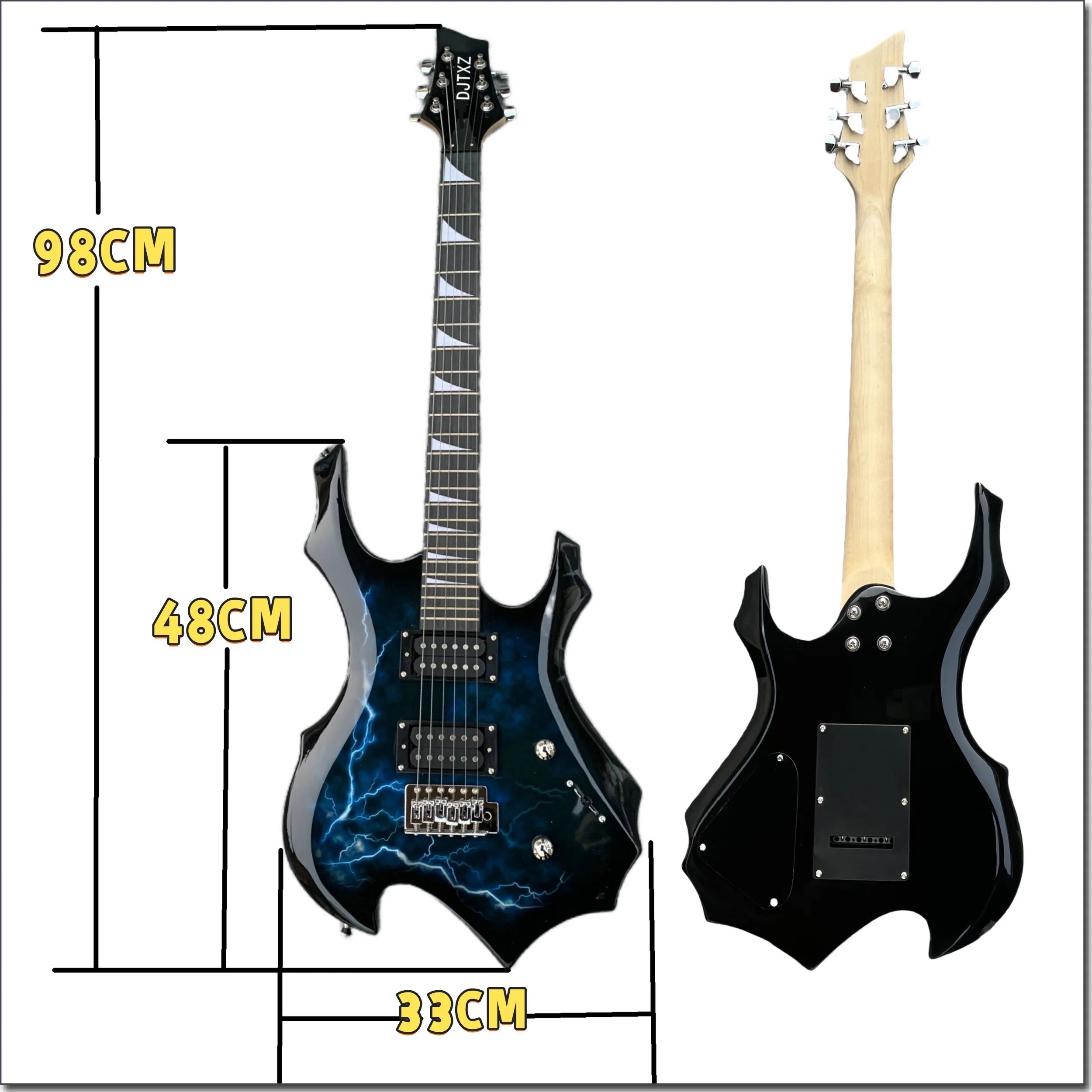Striking Lightning Bolt Graphic Electric Guitar - Eye-Candy Rock Machine, Pro Setup Included