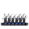 Professional UHF Wireless Microphone 6 Channel Handheld Lavalier Headset Mic Apply to Karaoke Church School Lecture Stage 80M