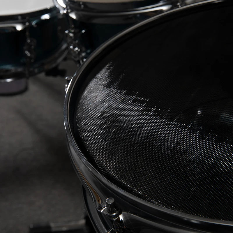 Portable Silent Drum Set with Double-sided Drum, 6-ply Maple and 4-ply Poplar Shells, Cymbals, and A Drum Chair Included