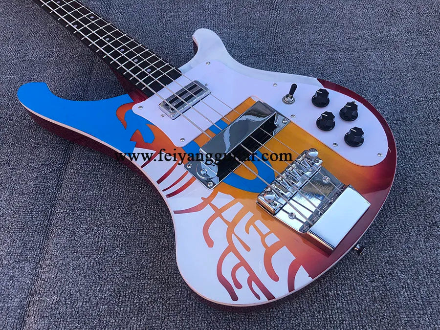 Electric Bass Guitar with Water Transfer Printing, 4 Strings, Rosewood Fingerboard,High Quality, Free Shipping, 4003